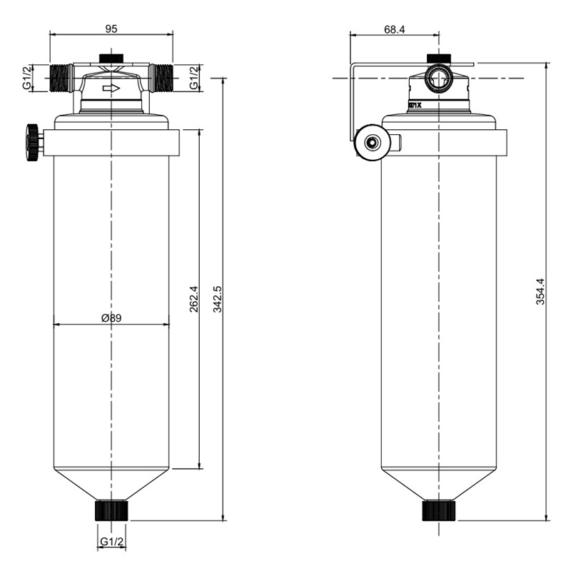 Колба фільтру для води з нерж. сталі 8 атм. 1/2" KOER KV-22-1/2 (KR5874)