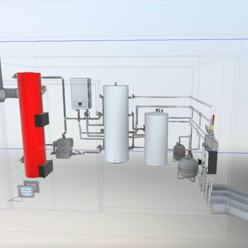 3D-проєкт котельні та системи опалення приватного будинку