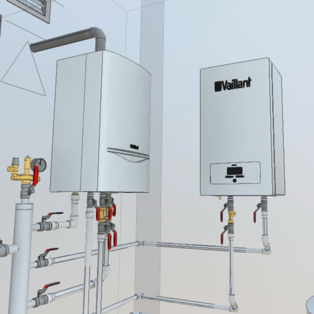 3D-проєкт котельні з газовим котлом Vaillant та інженерними системами