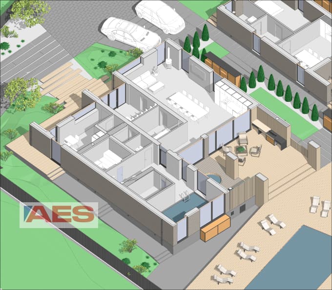 3D планировка частного дома в архитектурном проекте