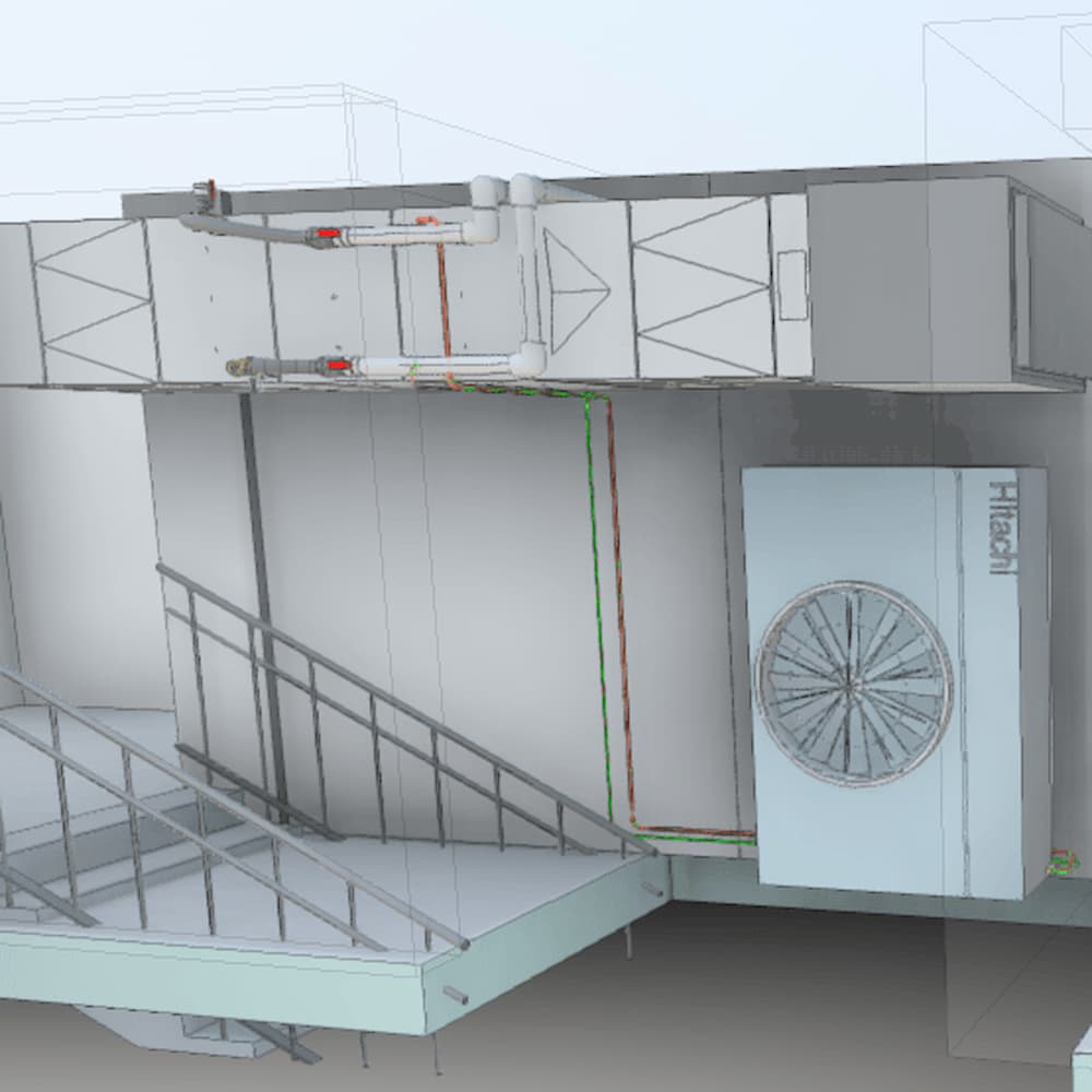 3D-модель системи вентиляції та теплового насоса Hitachi для лікарні