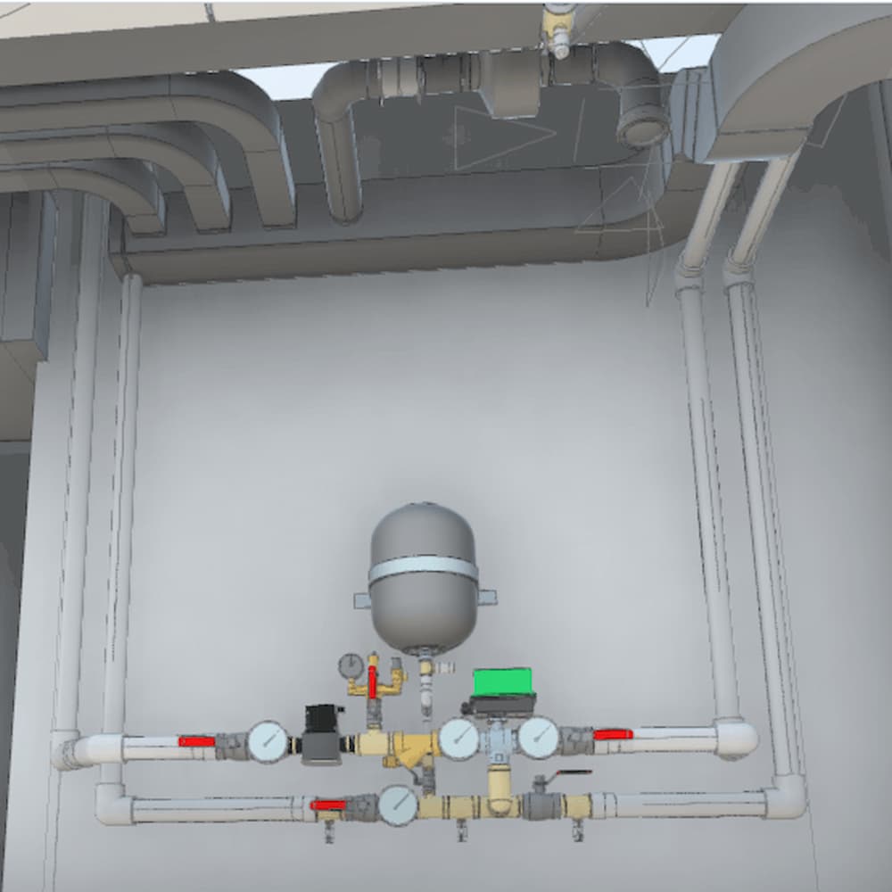 3D-проєкт вузла підключення системи опалення та інженерних мереж