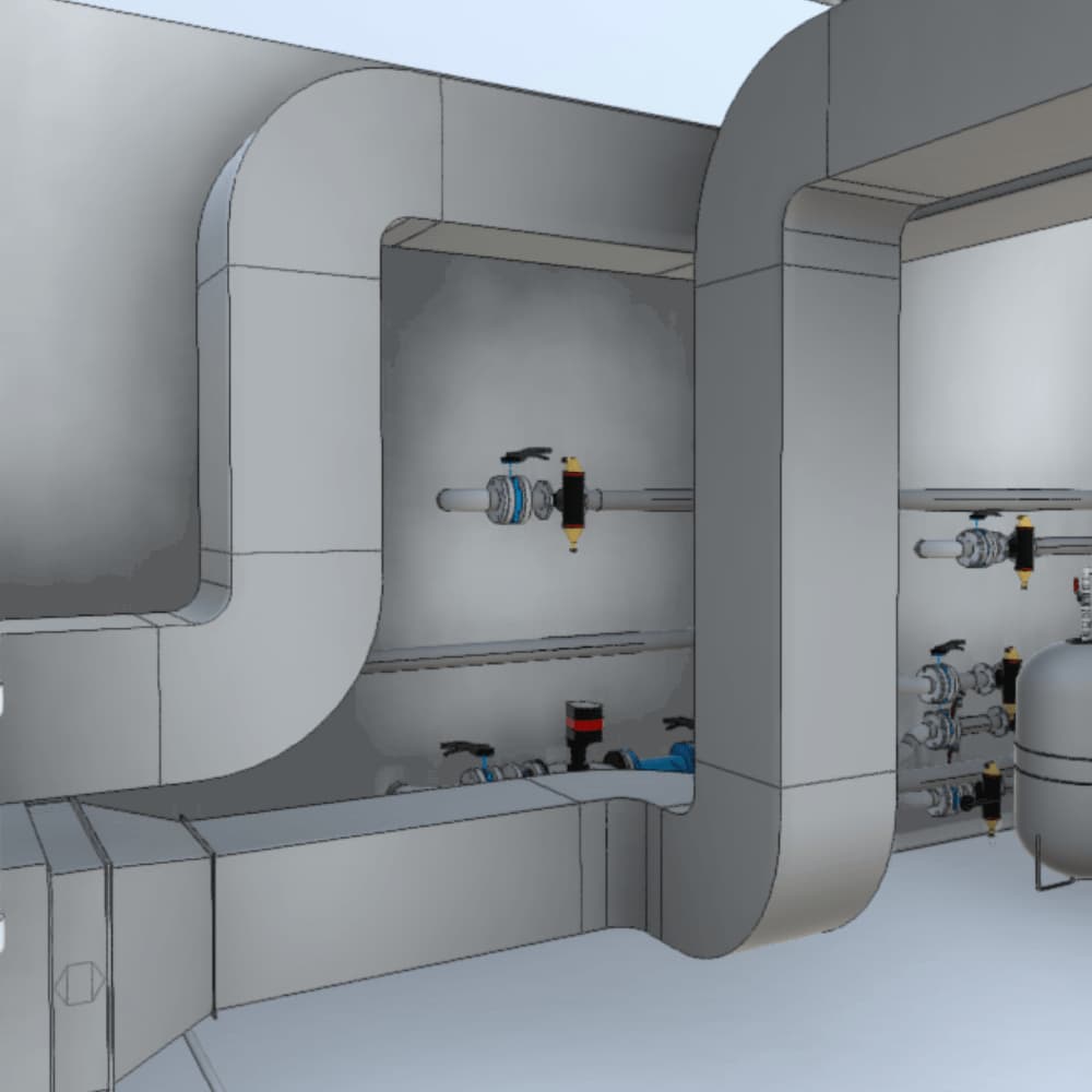 3D-проєкт вентиляційних повітроводів та інженерних комунікацій торгового центру