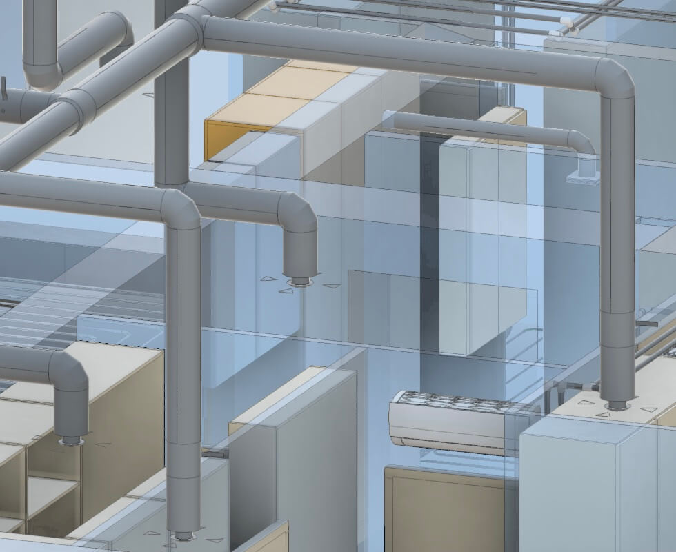 Проєкт вентиляції та кондиціювання квартири 3D модель системи вентиляції та кондиціювання квартири